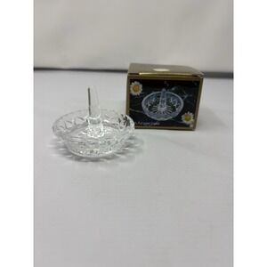 Vintage Lead Crystal Clear Glass Ring Holder Jewelry Trinket Vanity Dish (JL)